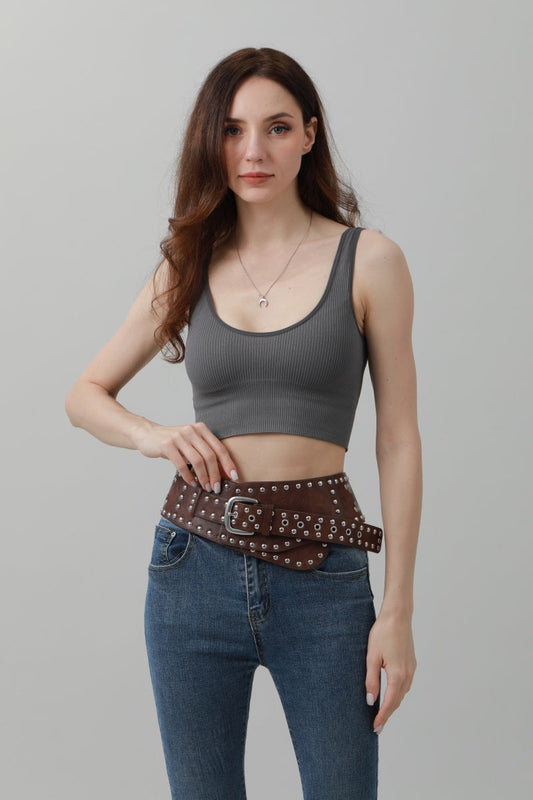 Studded Western Wide Belt – Bold Cowboy Waistband ??????-Soul Flow Apparel