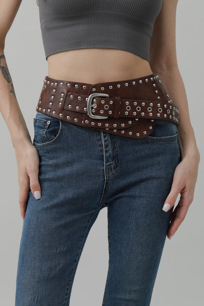 Studded Western Wide Belt – Bold Cowboy Waistband 🤠⛓️ Leto Collection