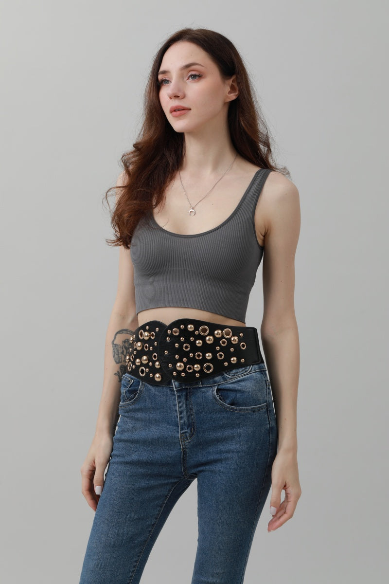 Western Wide Rivet Belt – Vintage Cowboy Chic ?????-Soul Flow Apparel