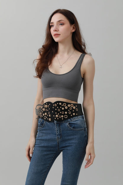 Western Wide Rivet Belt – Vintage Cowboy Chic ?????-Soul Flow Apparel