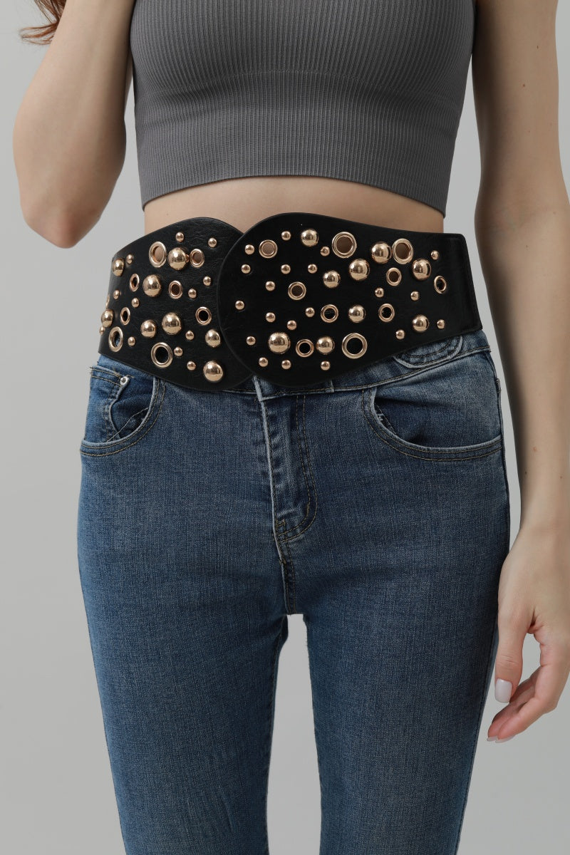 Western Wide Rivet Belt – Vintage Cowboy Chic ?????-Soul Flow Apparel