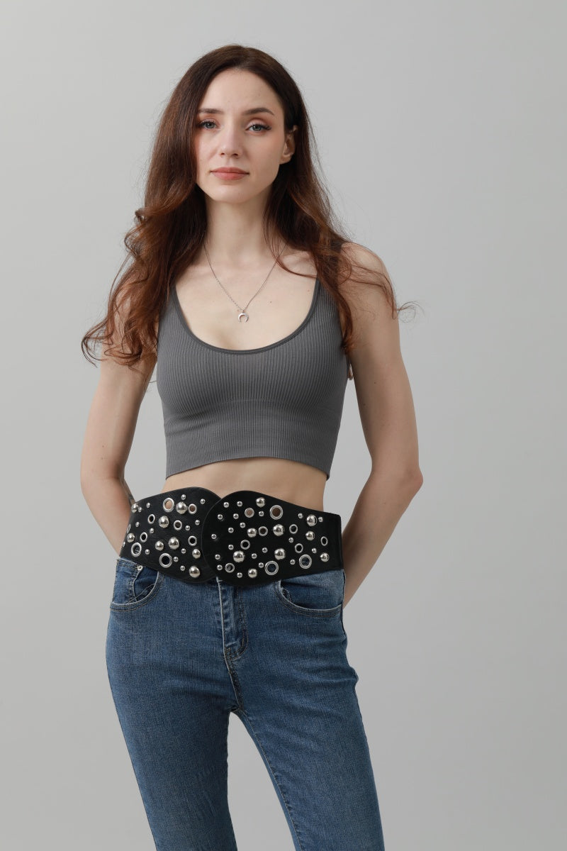 Western Wide Rivet Belt – Vintage Cowboy Chic ?????-Soul Flow Apparel