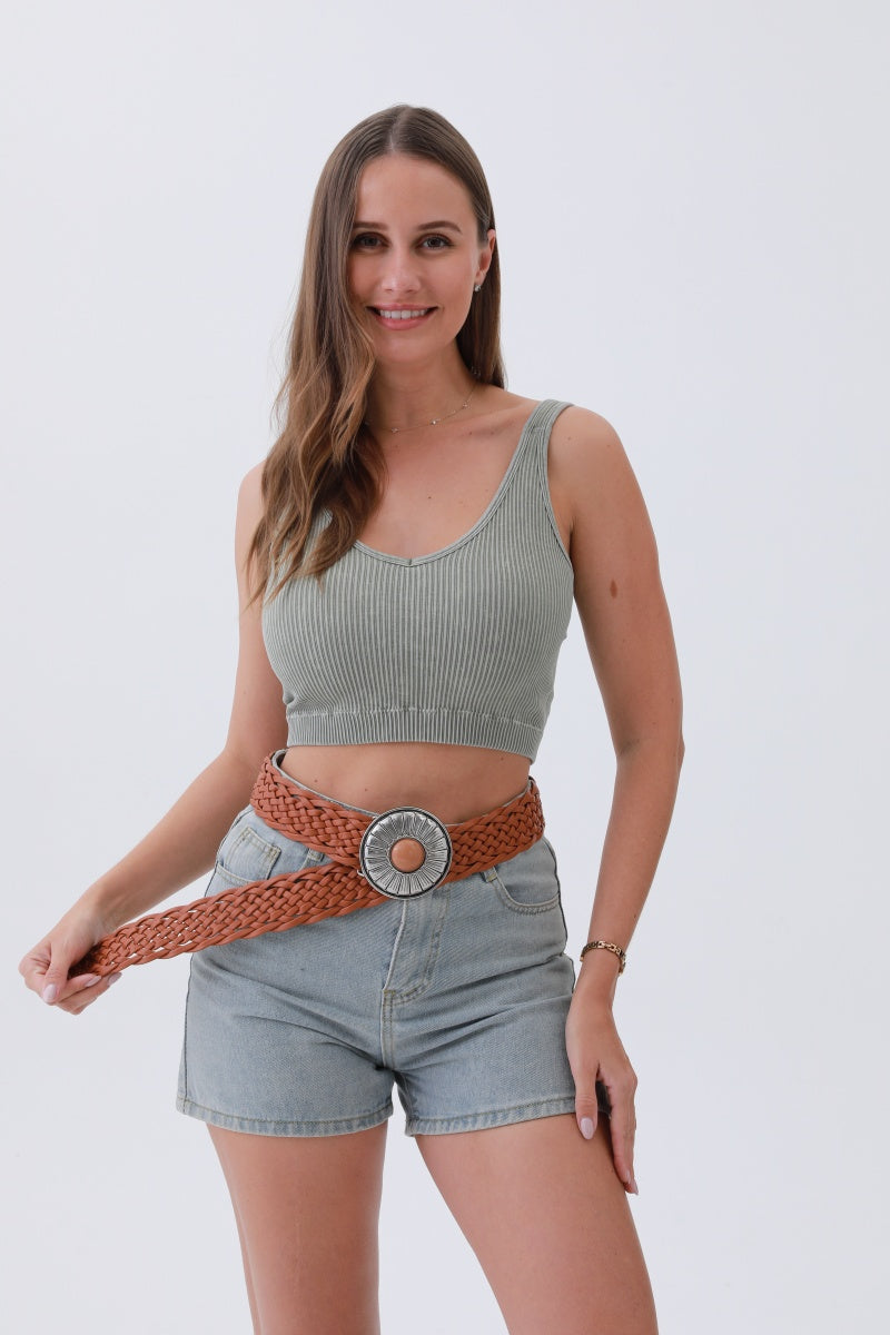 Stone-Embedded Round Buckle Bohemian Wide Belt – Vintage Elegance????????-Soul Flow Apparel