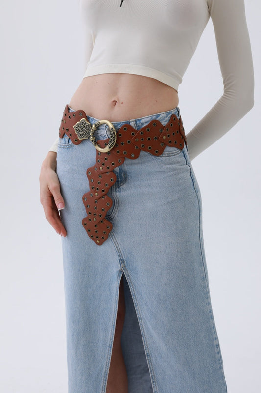 Vintage Leaf Stud Belt – Adjustable Bohemian Waist Cincher?????-Soul Flow Apparel