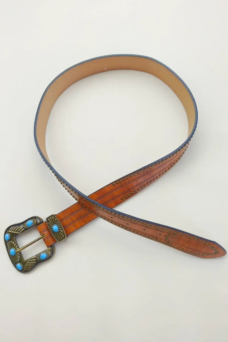 Artisan Turquoise Belt Buckle – Hand-Forged Western Rivet Design🤠 Leto Collection