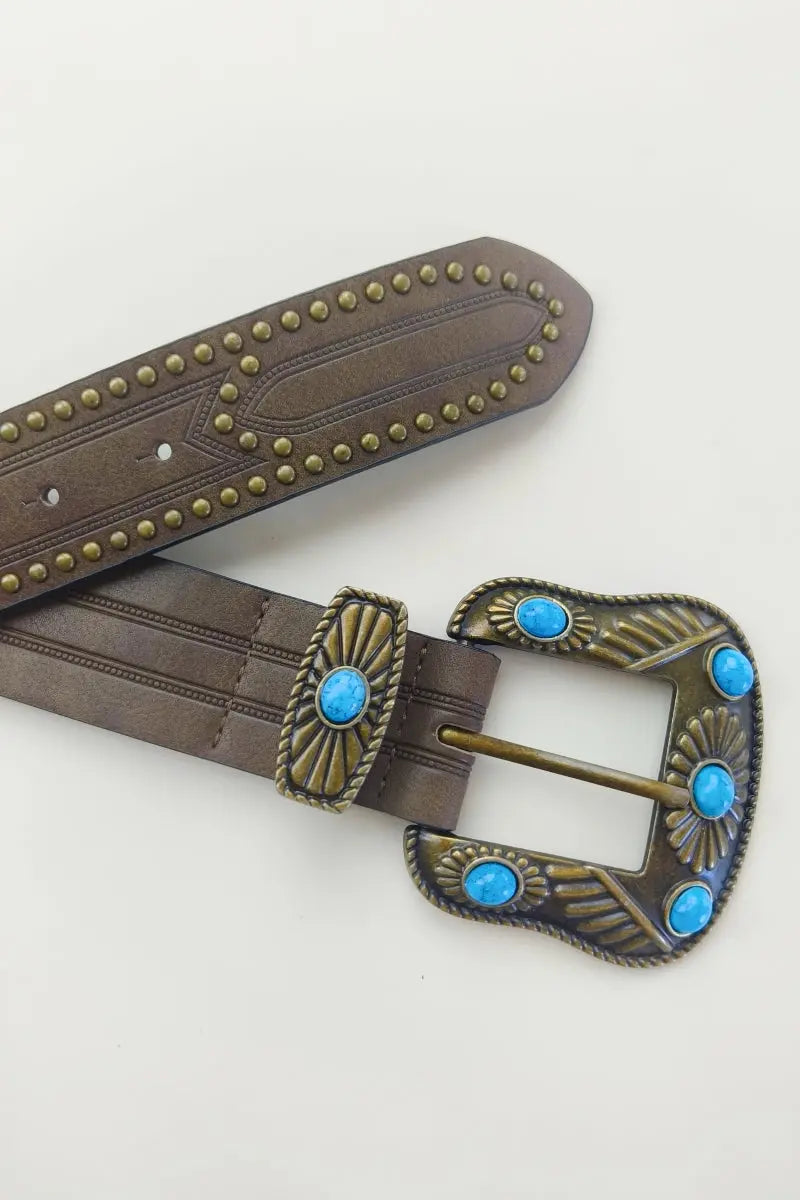 Artisan Turquoise Belt Buckle – Hand-Forged Western Rivet Design🤠 Leto Collection