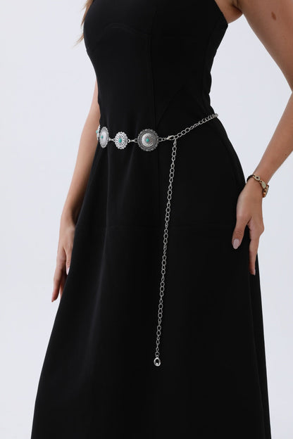 Boho Turquoise Belt – Antique Bronze Buckle with Gemstone Accents✨ Leto Collection