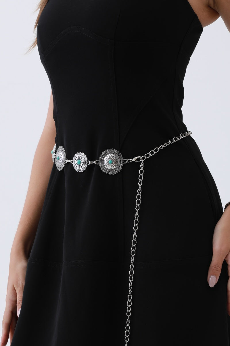 Boho Turquoise Belt – Antique Bronze Buckle with Gemstone Accents?????-Soul Flow Apparel