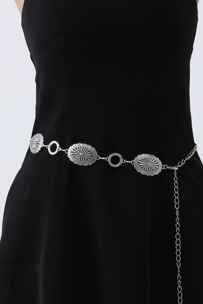Western Chain Link Belt – Edgy Oval & O-Ring Buckle??????-Soul Flow Apparel