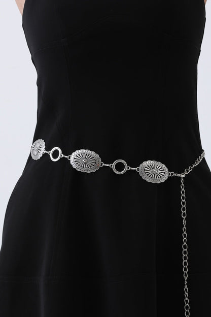 Stylish western chain link belt from Leto Collection featuring decorative metal links