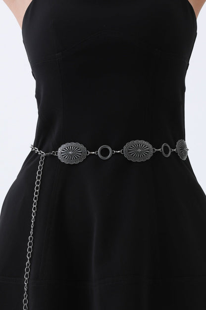 Leto Collection stylish western chain link belt with decorative metal accents for a modern look