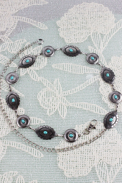 Bohemian Turquoise Waist Chain – Geometric Link Belt💎 Leto Collection