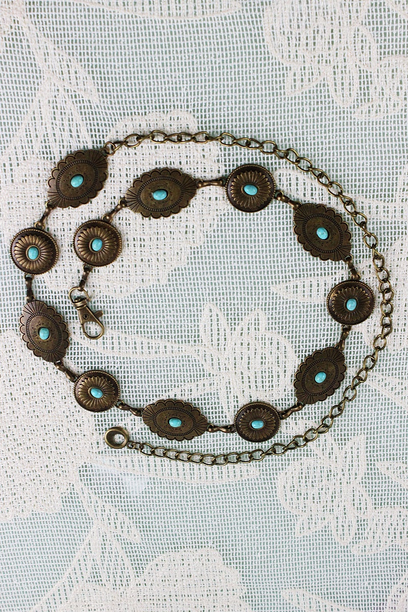 Bohemian Turquoise Waist Chain – Geometric Link Belt ????????-Soul Flow Apparel