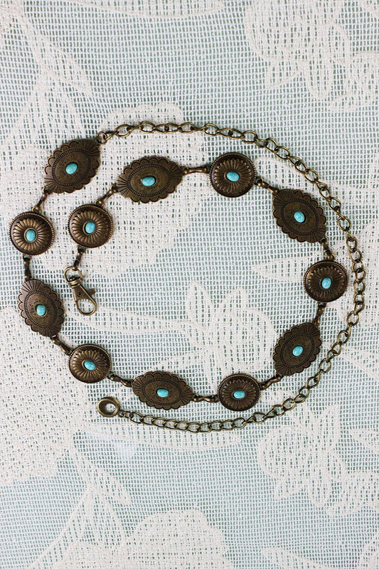 Bohemian Turquoise Waist Chain – Geometric Link Belt ????????-Soul Flow Apparel