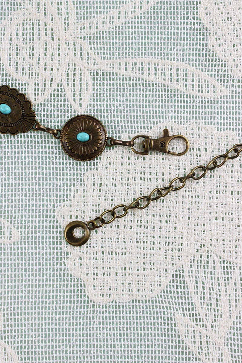 Bohemian Turquoise Waist Chain – Geometric Link Belt ????????-Soul Flow Apparel