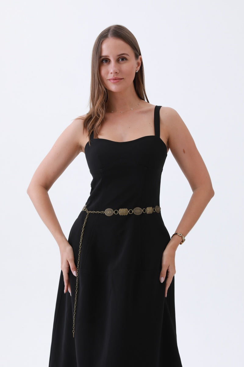 Geometric Western Belt – Vintage Chain & Cowboy Charm??????-Soul Flow Apparel