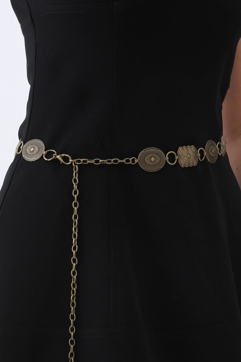 Geometric Western Belt – Vintage Chain & Cowboy Charm??????-Soul Flow Apparel