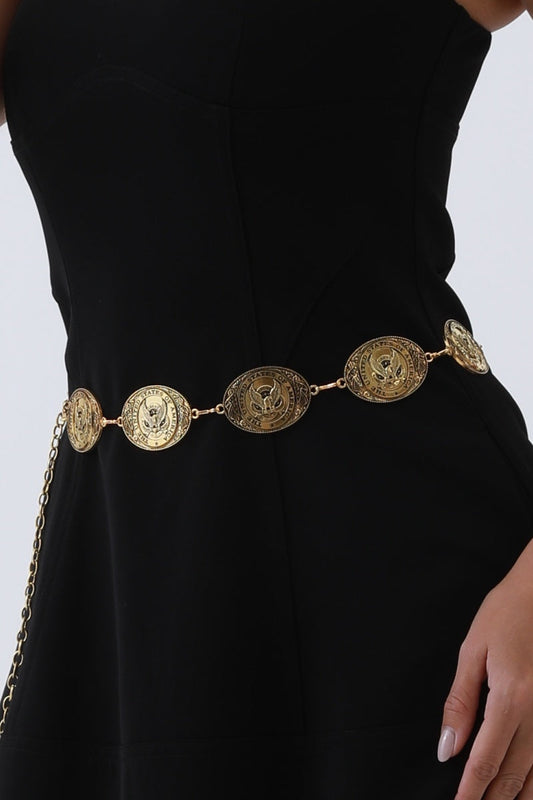American Eagle Western Belt – Patriotic Chain & Oval Buckle????????????-Soul Flow Apparel