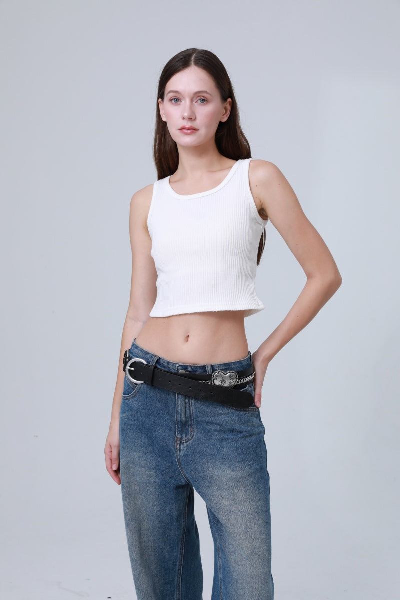 Vintage Western Belt – Faux Leather with Heart & Chain Accent ????????-Soul Flow Apparel