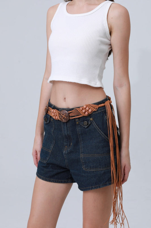 Boho Macrame Waist Chain – Coconut Shell & Fringe Belt ????????-Soul Flow Apparel