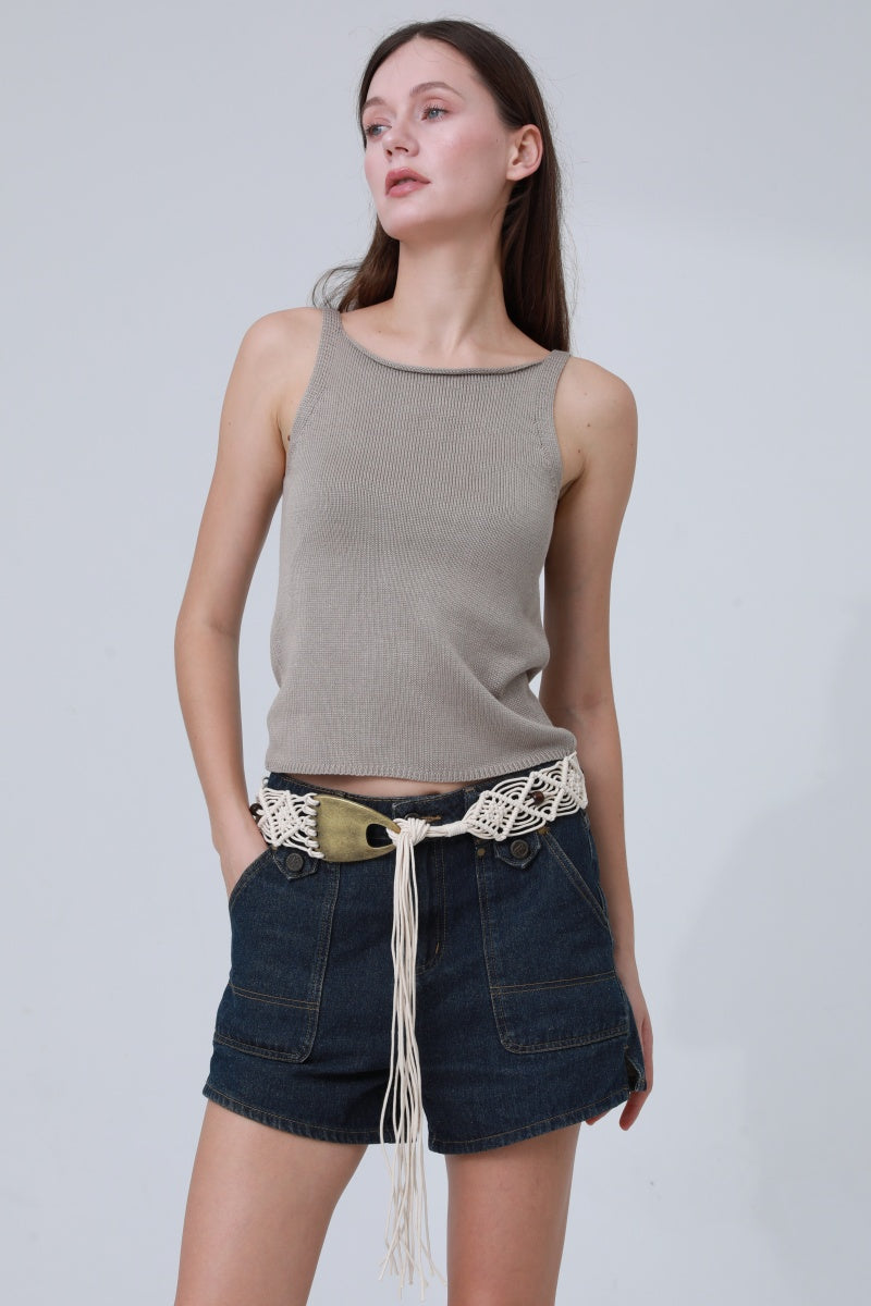 Braided Rope Belt – Antique Bronze Buckle & Boho Fringe ??????-Soul Flow Apparel