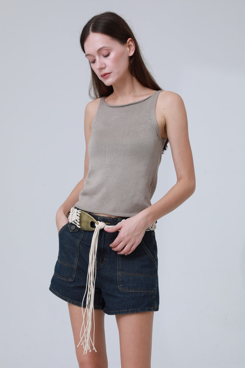 Braided Rope Belt – Antique Bronze Buckle & Boho Fringe ??????-Soul Flow Apparel