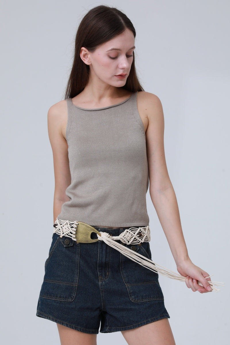 Braided Rope Belt – Antique Bronze Buckle & Boho Fringe ??????-Soul Flow Apparel