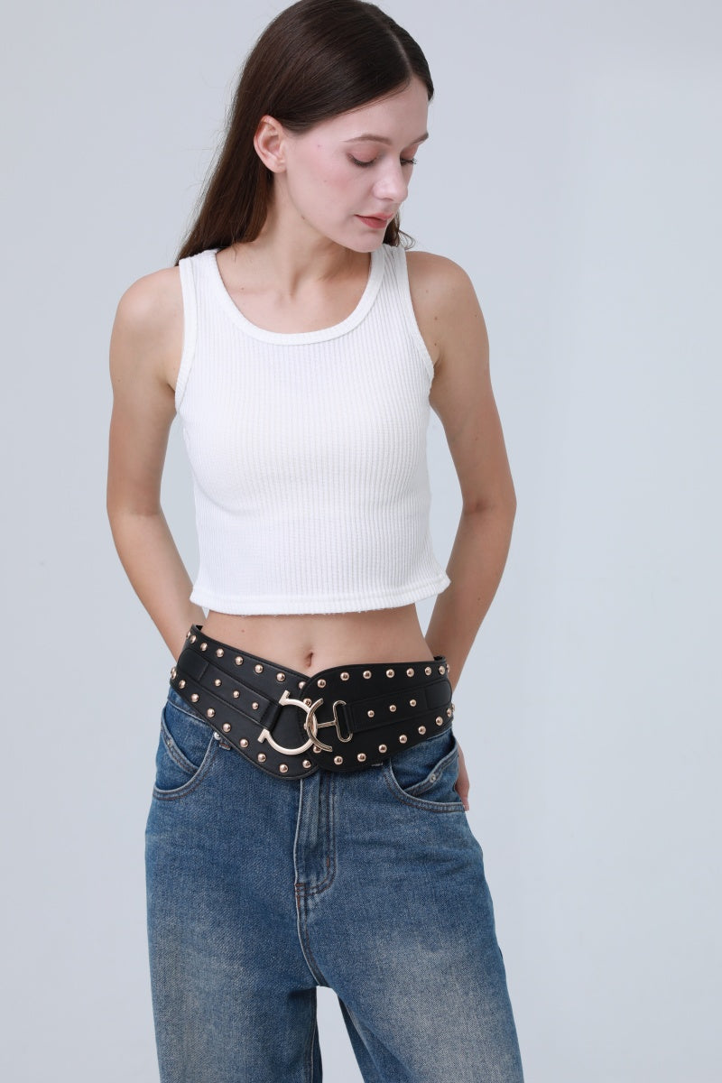 Vintage Bohemian Wide Belt – Studded Leather Waist Cincher ??????-Soul Flow Apparel