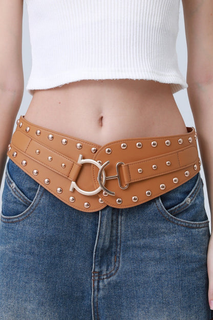 Vintage Bohemian Wide Belt – Studded Leather Waist Cincher ??????-Soul Flow Apparel
