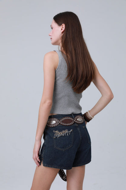 Boho Western Belt – Vintage Turquoise Inlaid Buckle💎 Leto Collection