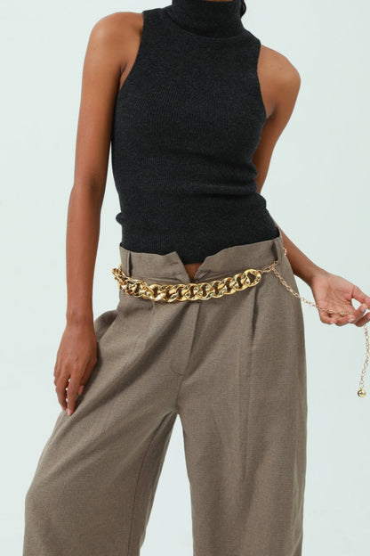 Chic Plated Waist Chain - Secure Hook Closure