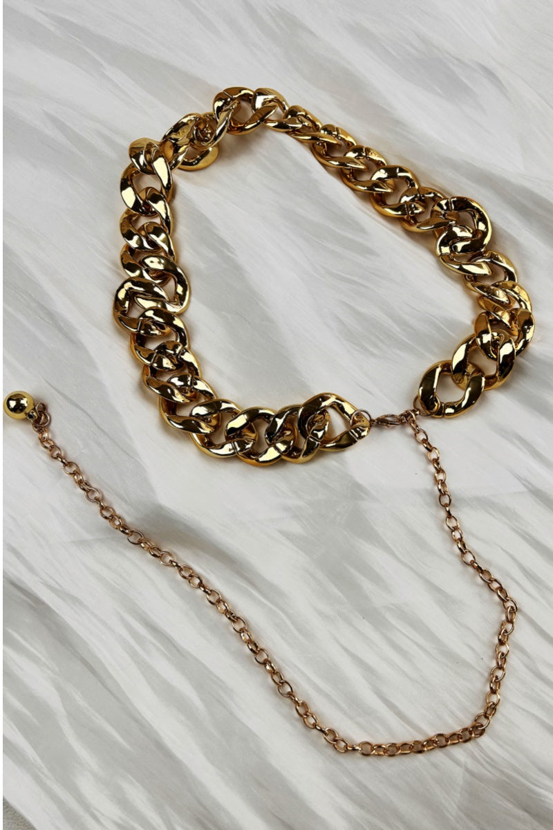 Chic Plated Waist Chain - Secure Hook Closure