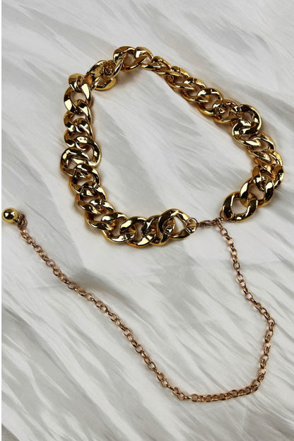 Chic Plated Waist Chain - Secure Hook Closure