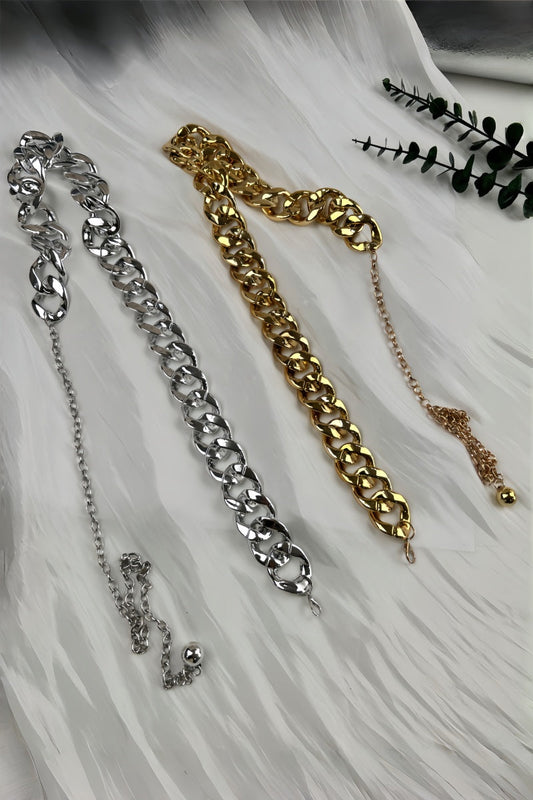 Chic Plated Waist Chain - Secure Hook Closure