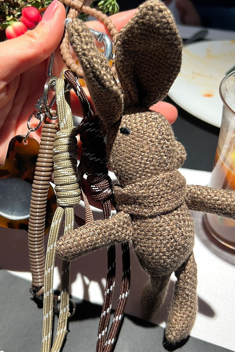 Whimsical Rabbit Charm – Handwoven Linen Bag Accessory ????????-Soul Flow Apparel
