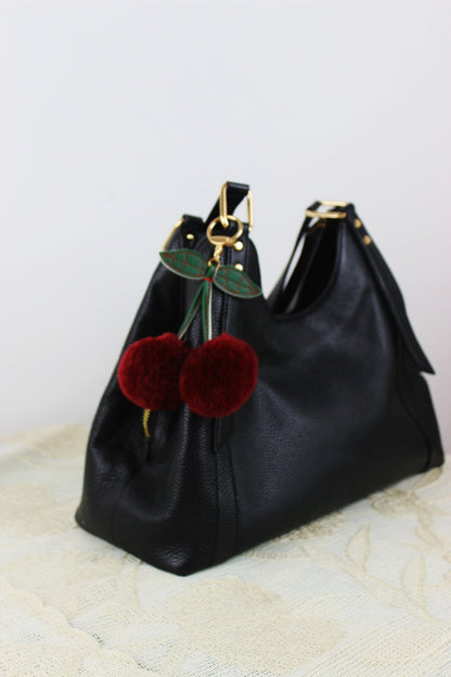 Luxury Rabbit Fur Cherry Charm – Plush Bag Pendant ?????-Soul Flow Apparel