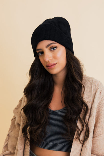 Frosty Front Fold Snuggle Ribbed Beanie-Soul Flow Apparel