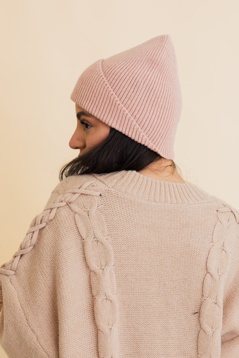 Frosty Front Fold Snuggle Ribbed Beanie-Soul Flow Apparel