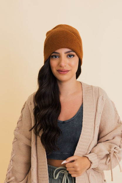 Frosty Front Fold Snuggle Ribbed Beanie-Soul Flow Apparel
