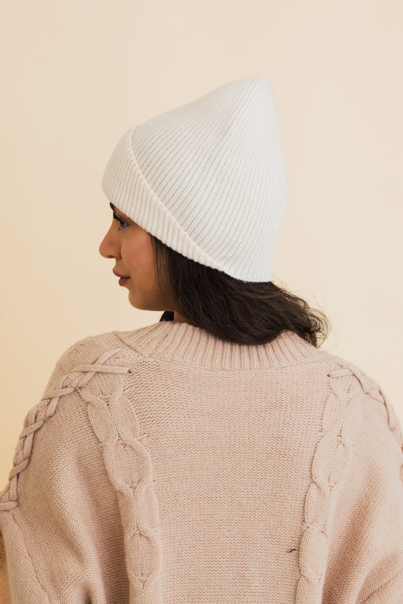 Frosty Front Fold Snuggle Ribbed Beanie-Soul Flow Apparel