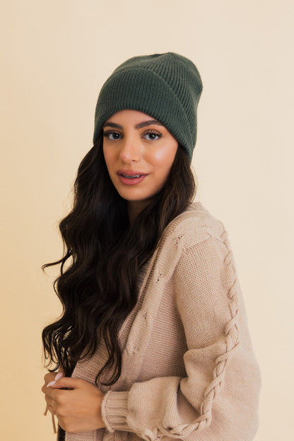 Frosty Front Fold Snuggle Ribbed Beanie-Soul Flow Apparel