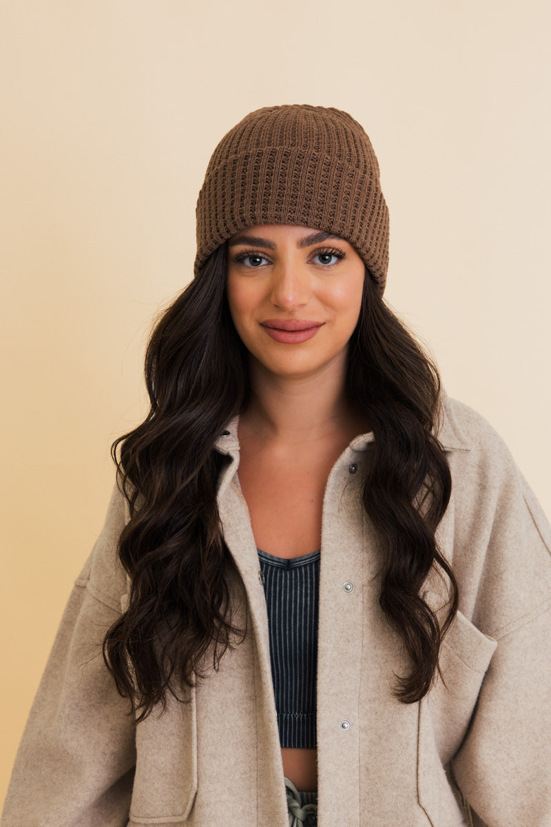Soul Flow Apparel | Boho Toasty Waffle Puff Beanie