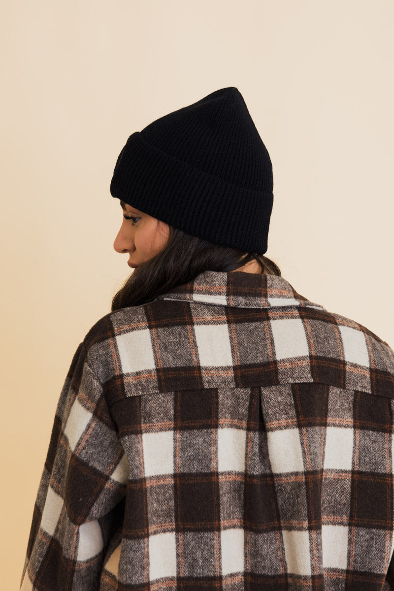 Soul Flow Apparel | Boho Embroidered Smiley Face Ribbed Knit Beanie