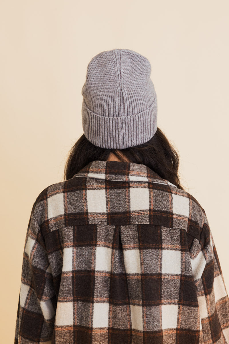 Soul Flow Apparel | Boho Embroidered Smiley Face Ribbed Knit Beanie