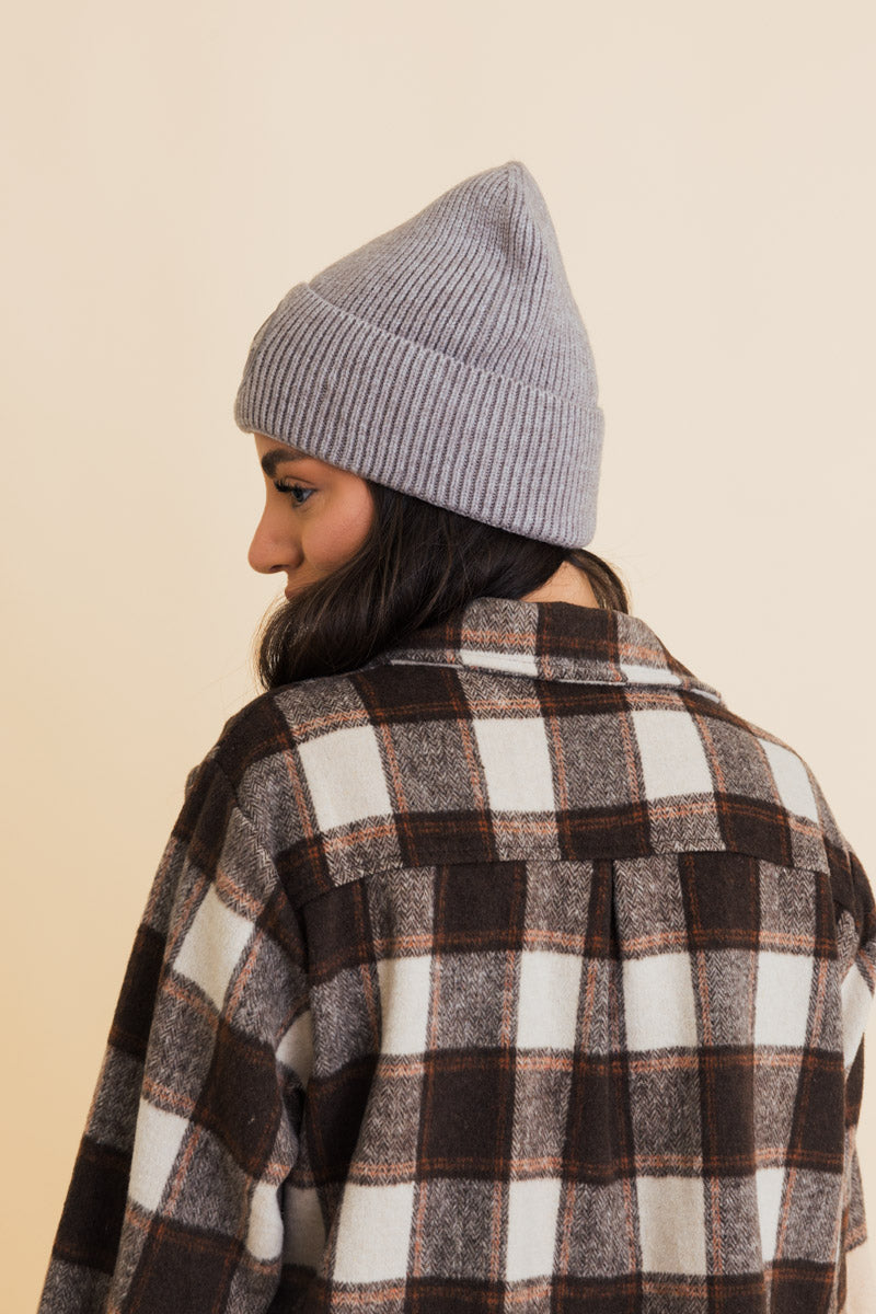 Soul Flow Apparel | Boho Embroidered Smiley Face Ribbed Knit Beanie