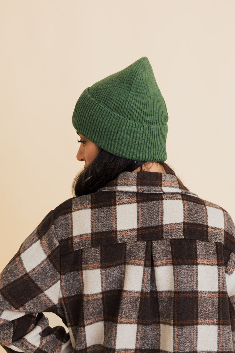 Soul Flow Apparel | Boho Embroidered Smiley Face Ribbed Knit Beanie