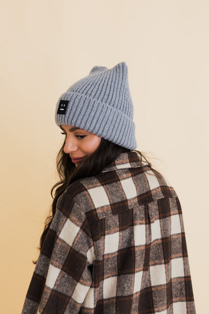 Chill Vibes Soft Ribbed Square Top Beanie Leto Collection