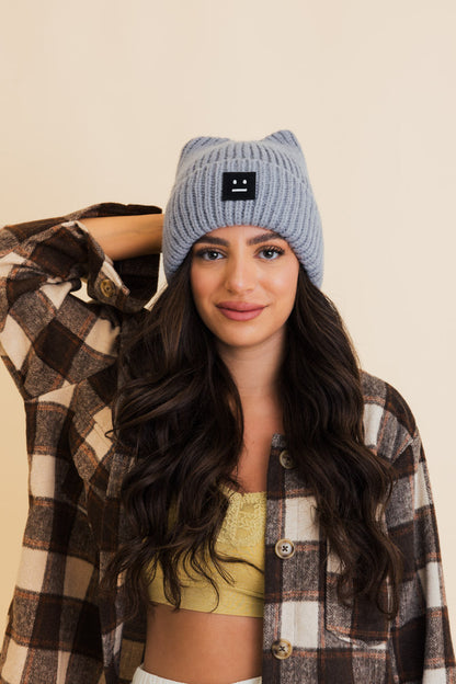 Chill Vibes Soft Ribbed Square Top Beanie Leto Collection