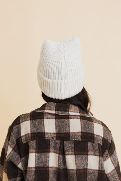 Chill Vibes Soft Ribbed Square Top Beanie Leto Collection