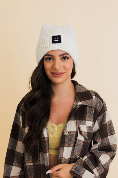Chill Vibes Soft Ribbed Square Top Beanie Leto Collection